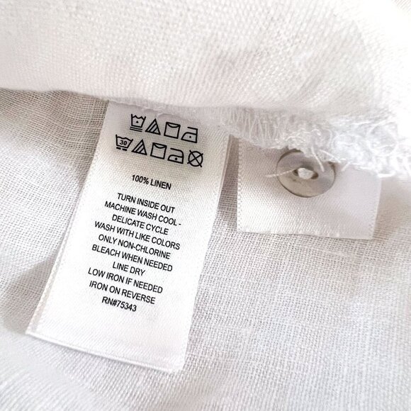 Sigrid Olsen linen shell button long sleeve no collar shirt beachy summer blouse - Picture 5 of 6